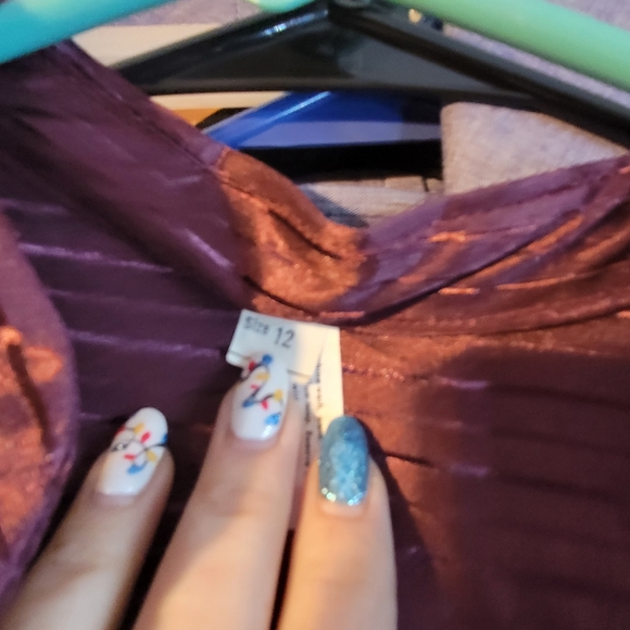 Purple disco style light linen dress - Picture 5 of 6